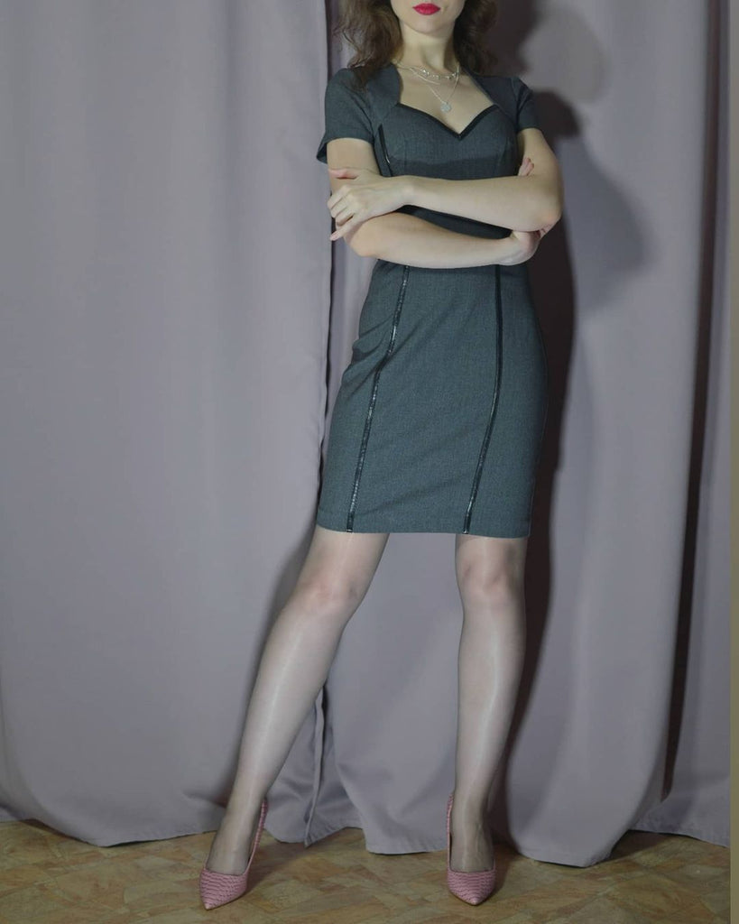 Svetlaya Showing Off Her Beautiful Pair Of Legs In Grey Shiny Pantyhose