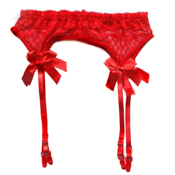 Red Romance Me Ribbon Lace Garter Belt