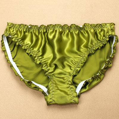 Green Skin Silk Satin Ruffle Panties